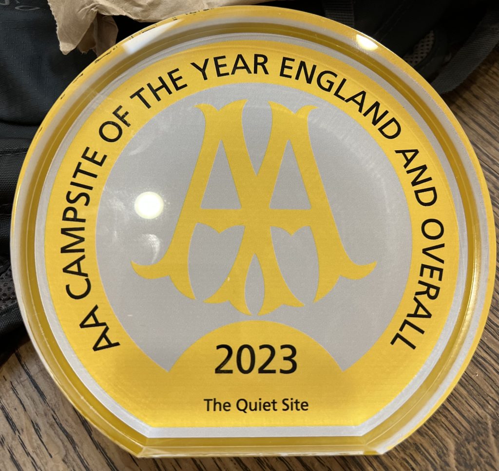 AA Campsite of the Year award 2023 presented to The Quiet Site